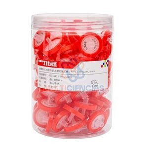 Filtros de jeringa plástico ptfe 0,45 um 25mm. Paquete de 100 unidades
