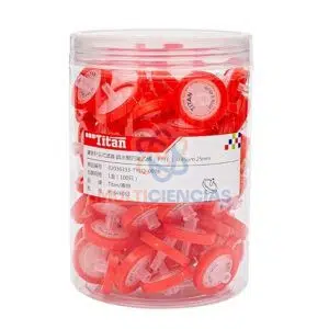 Filtros de jeringa plástico ptfe 0,45 um 25mm. Paquete de 100 unidades