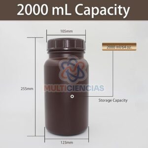 Frasco 1000ml ámbar boca ancha tapa rosca