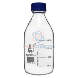 Frasco tapa azul con graduación Labglass