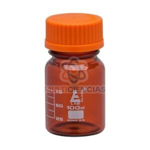 Frasco ámbar tapa naranja Labglass