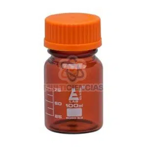 Frasco ámbar tapa naranja Labglass